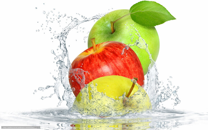 apples splashing in water