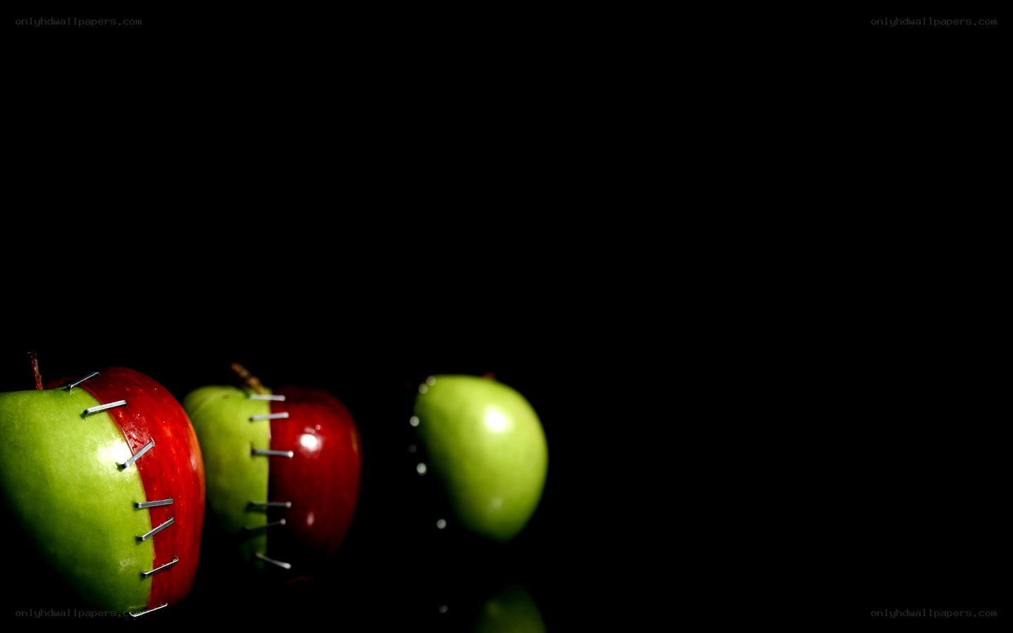 Apples with metal pins