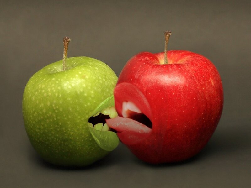 apples with mouths