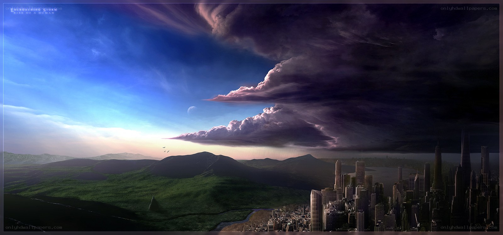 Approaching storm over city