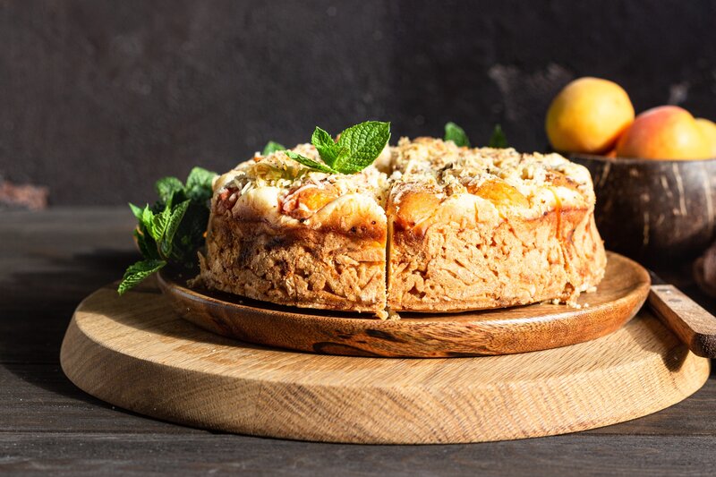 Apricot Cake on Wood