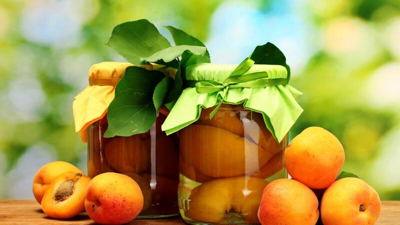 Apricot Jam Jars — Green, Natural
