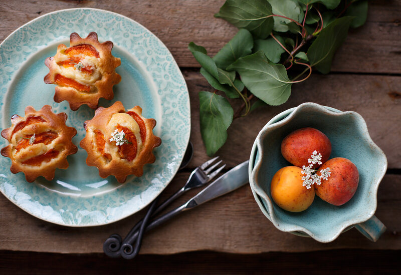 Apricot pastries on a wooden table
