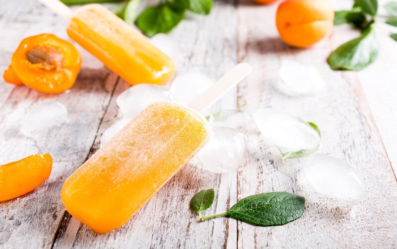 Apricot Popsicles on Wood