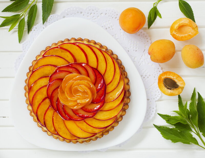 Apricot Tart on Plate — Orange, Fresh, Summer