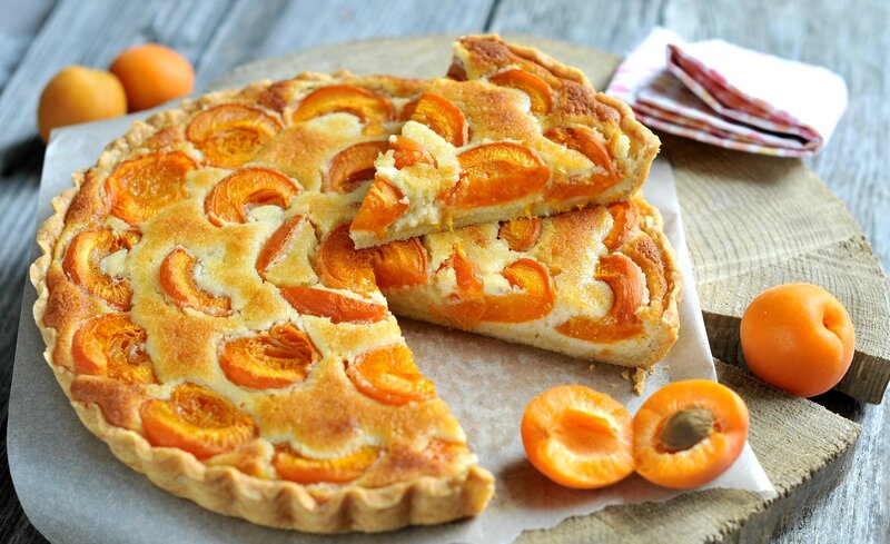 Apricot Tart on Wood