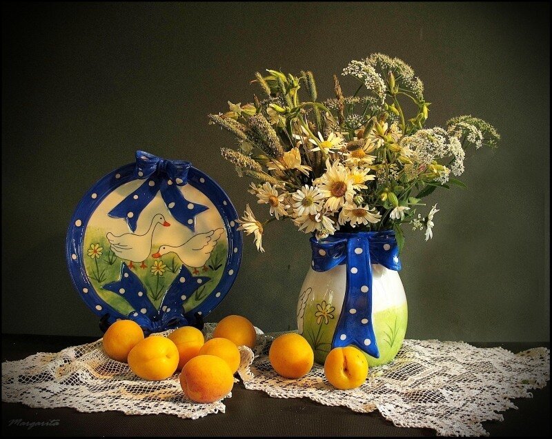 Apricots and Flowers