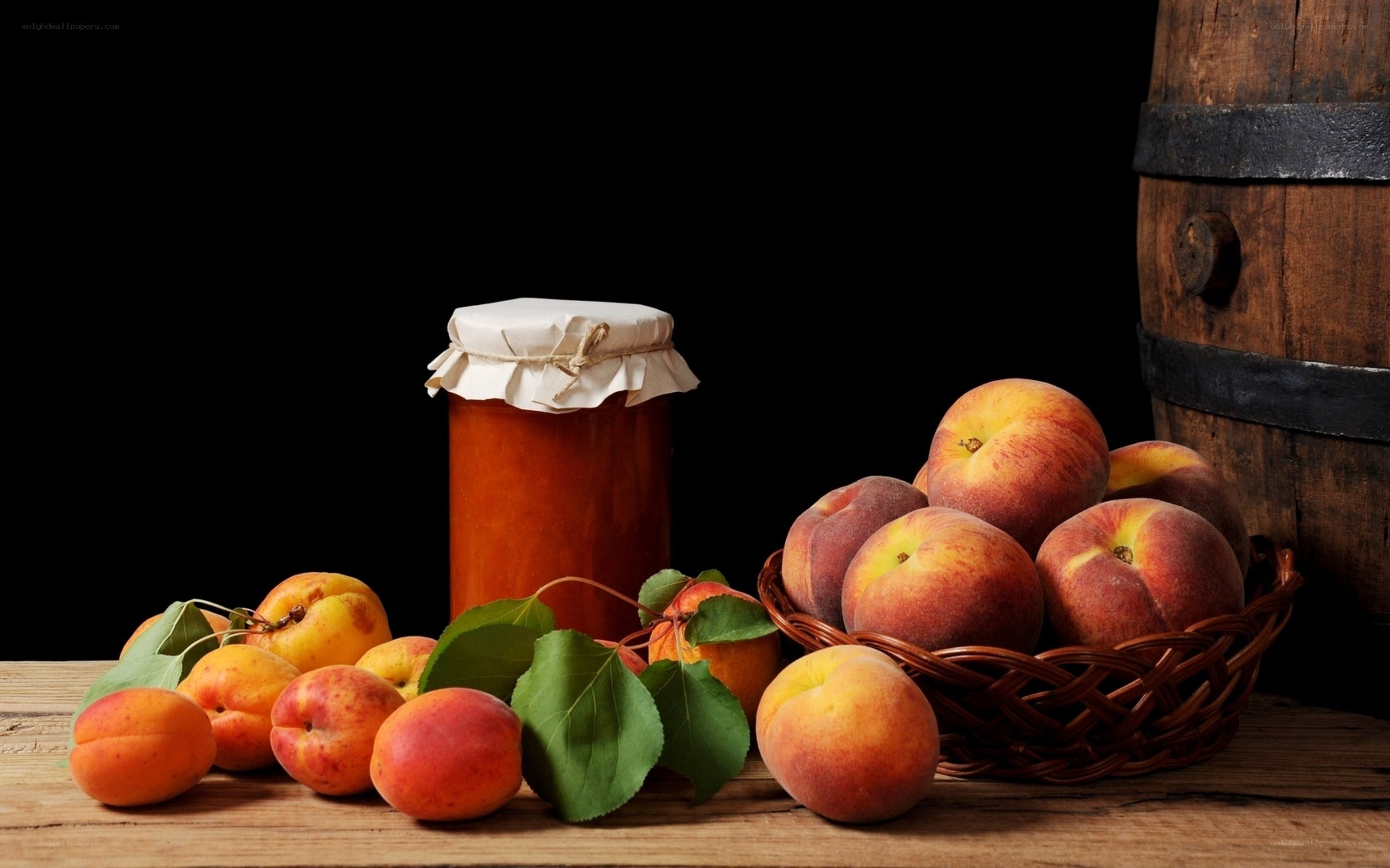 apricots and jam on wood