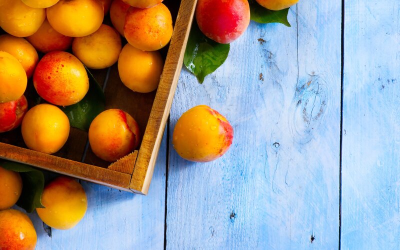 Apricots in Wooden Box