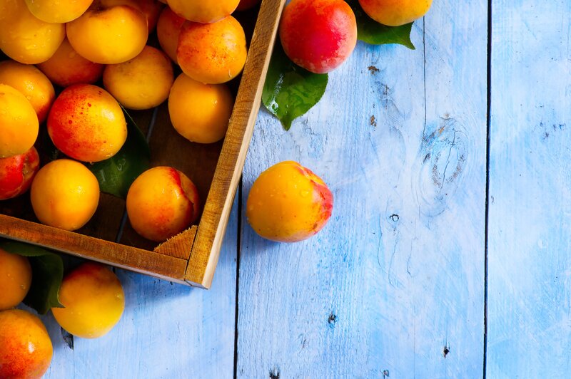 Apricots in Wooden Crate