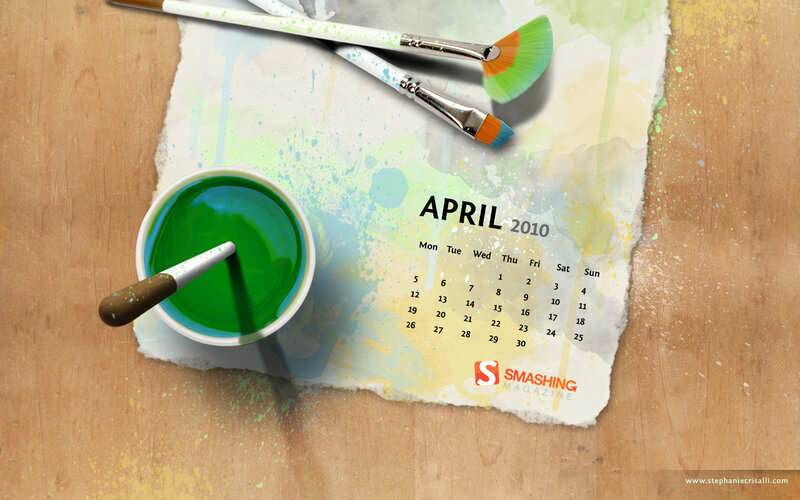 April 2010 calendar with art supplies