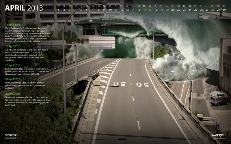 April 2013 calendar with cybercrime events