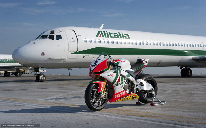 Aprilia motorcycle at airport