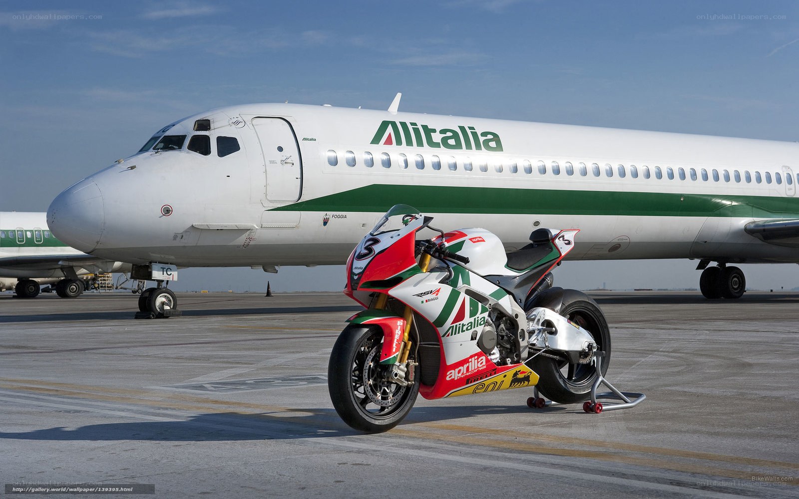Aprilia motorcycle at airport