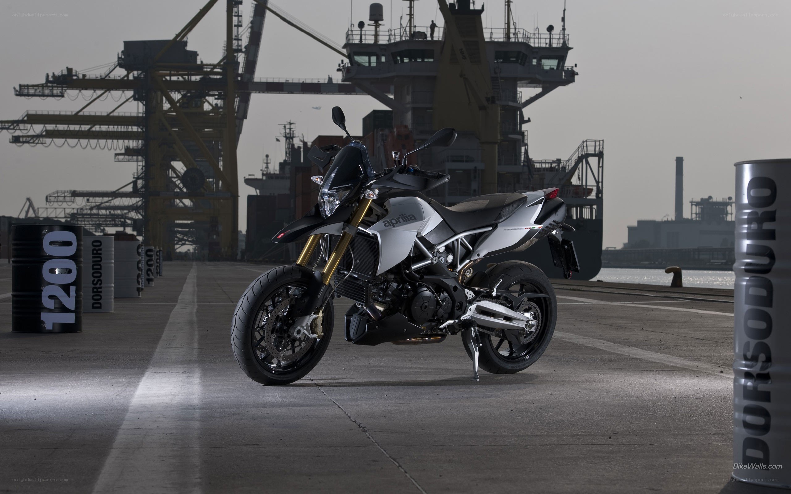 Aprilia motorcycle at port