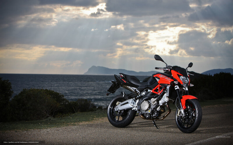 Aprilia motorcycle by the sea