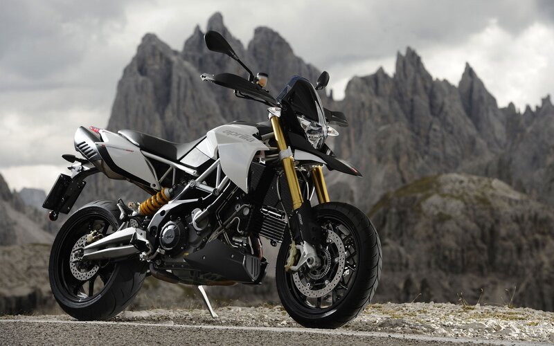 Aprilia motorcycle in mountains