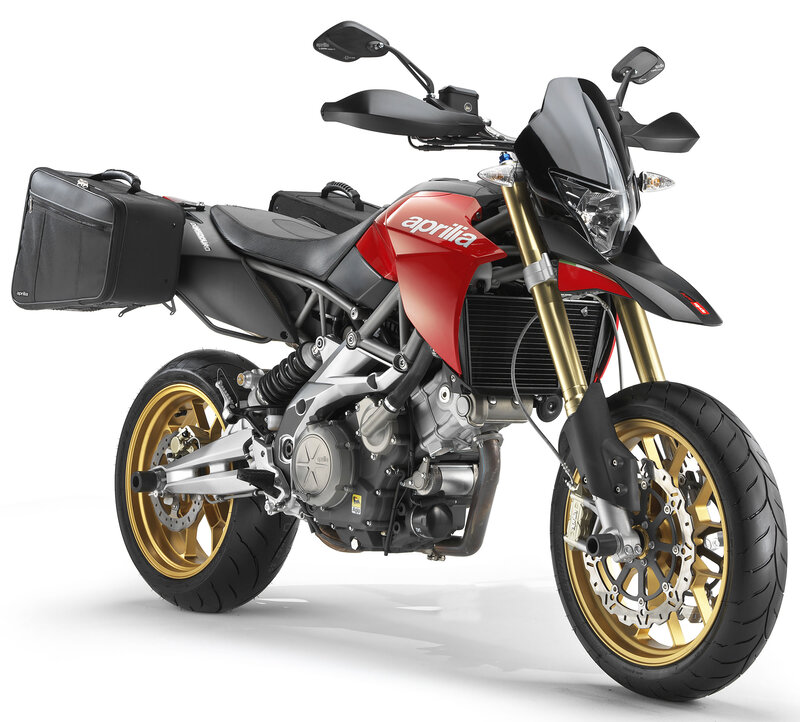 Aprilia motorcycle with luggage