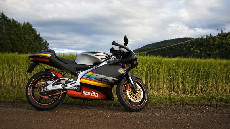 Aprilia RS motorcycle in field
