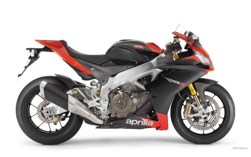 Aprilia RSV4 Motorcycle — Black, Neutral, Photograph, Exhaust, Front Wheel