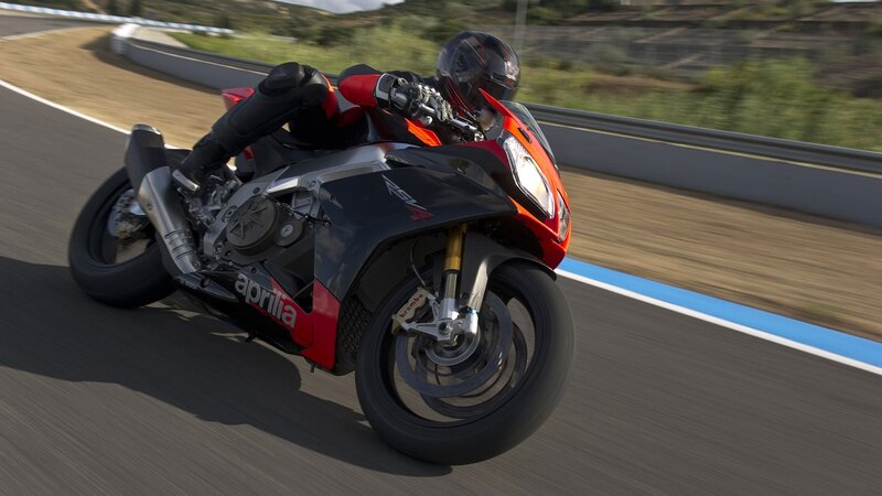 Aprilia RSV4 on racetrack