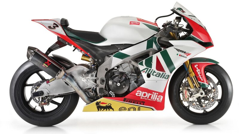 Aprilia RSV4 Race Motorcycle — White, Neutral, Photograph