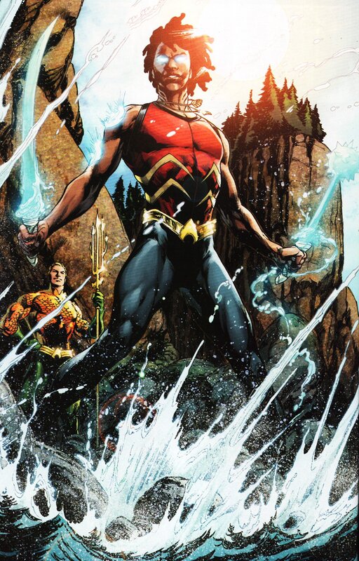 Aquaman and Black Manta in action