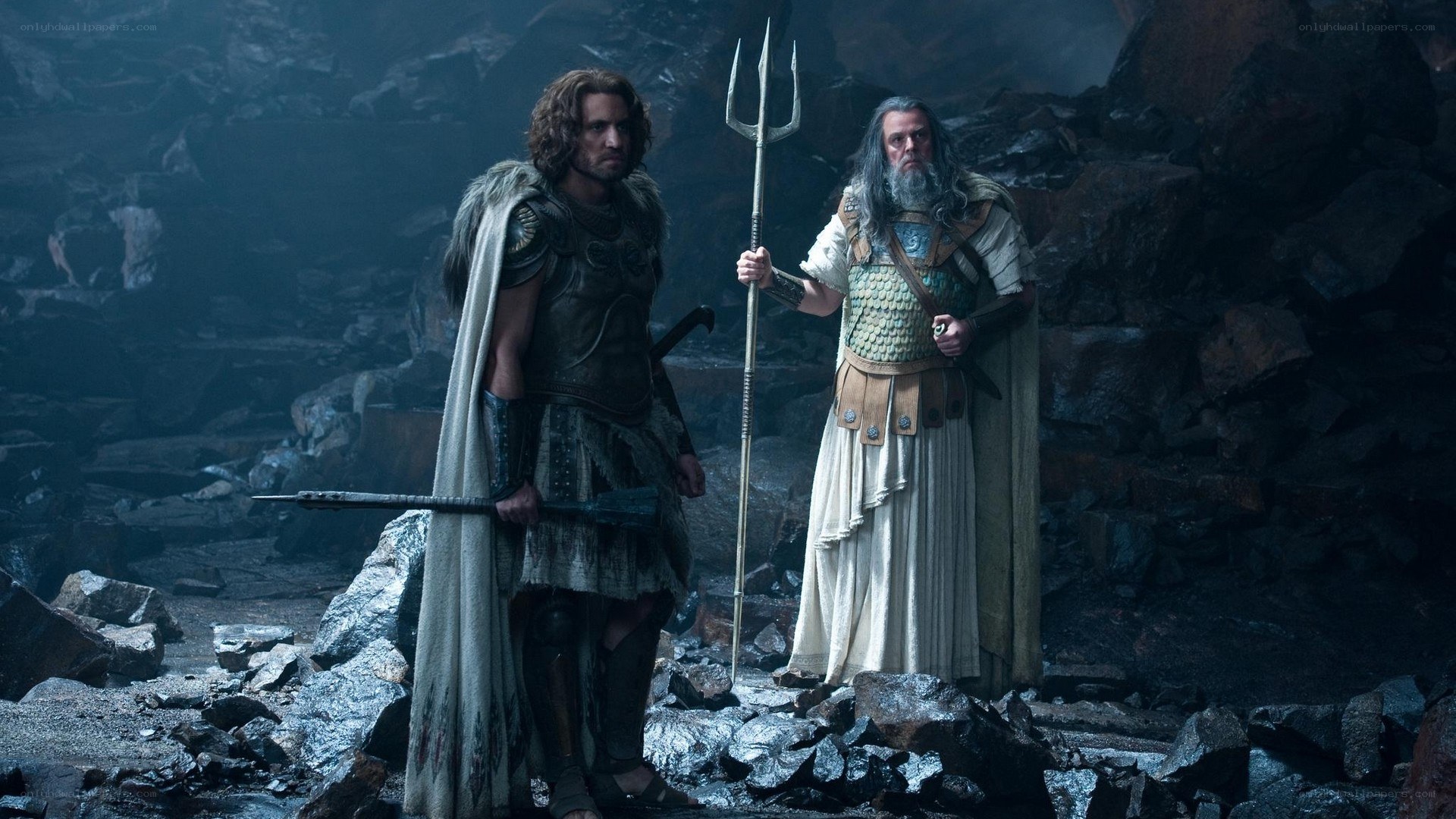 Aquaman and Poseidon in a cave