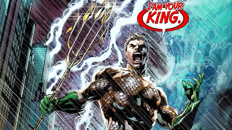 Aquaman Holding Trident — Blue, Dramatic