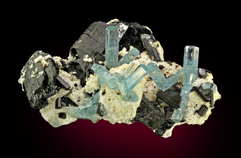Aquamarine and Tourmaline Crystals