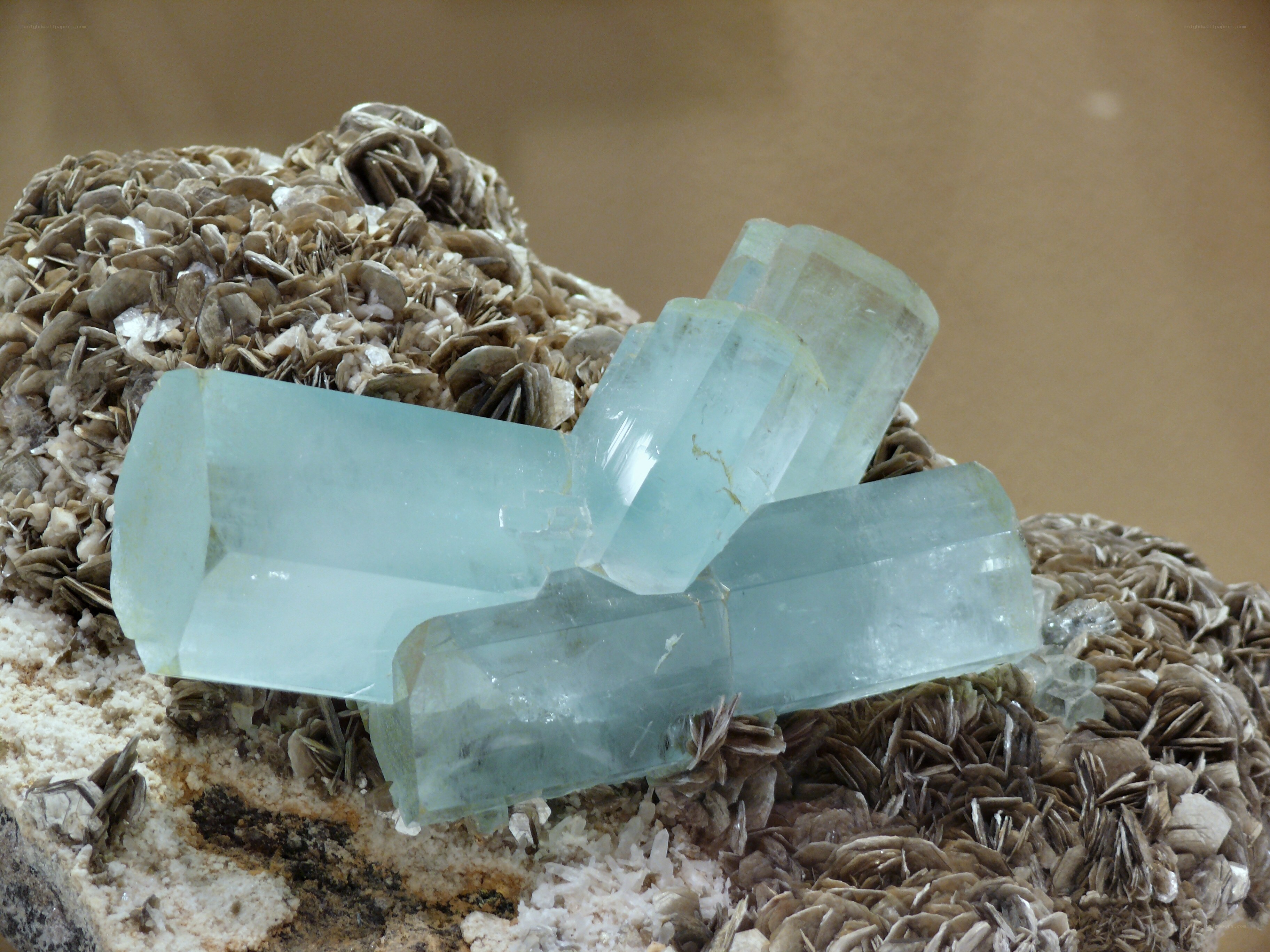Aquamarine crystals on matrix