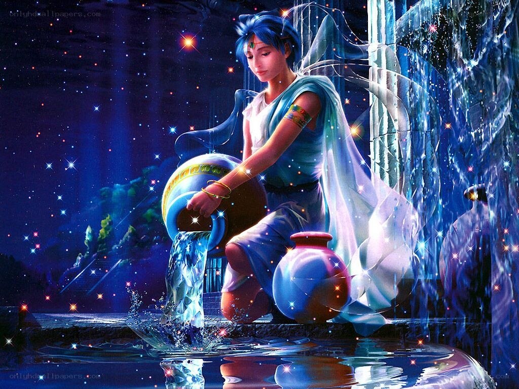 Aquarius pouring water