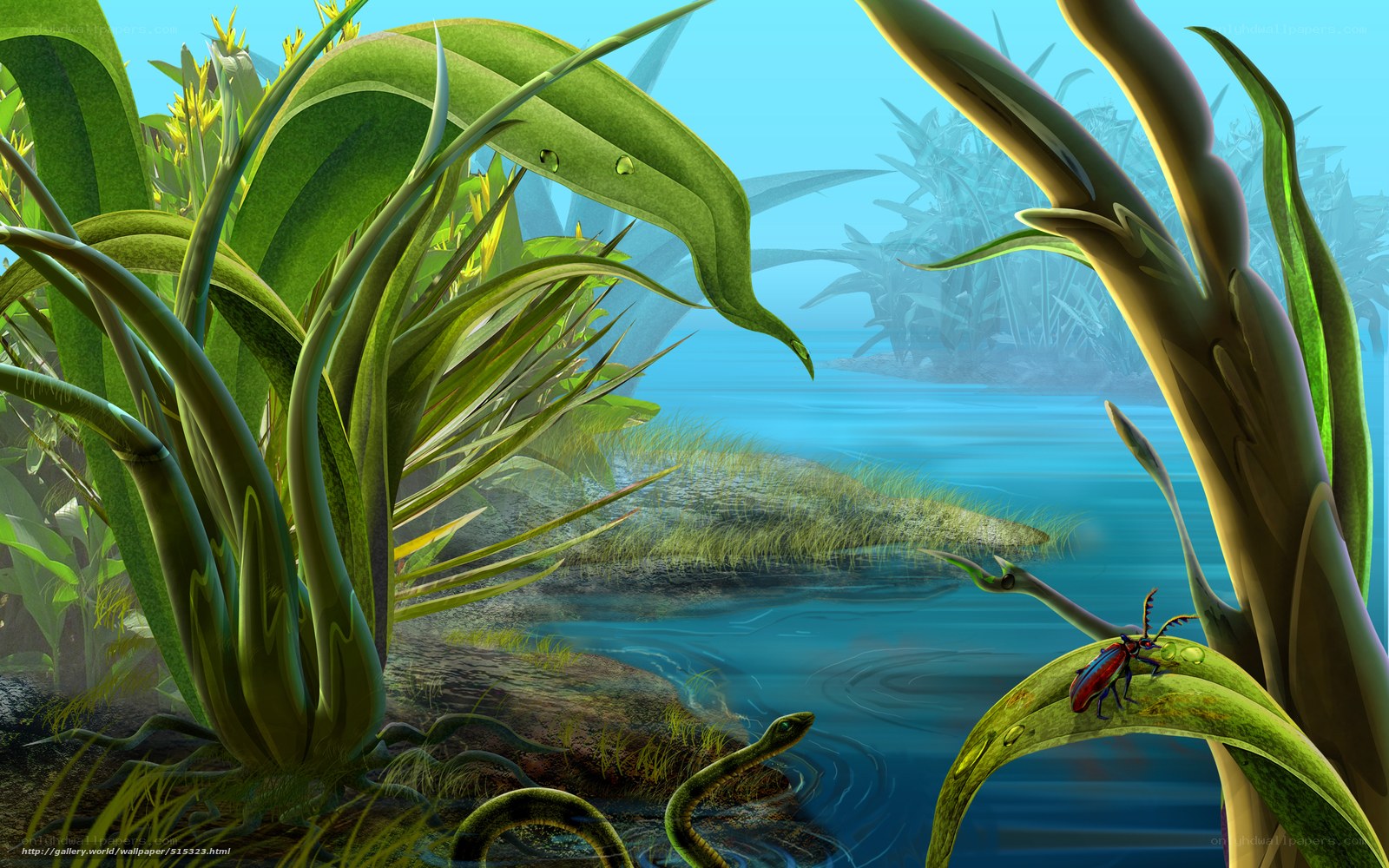 Aquatic plant life scene