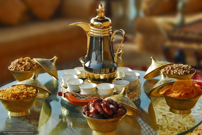 Arabic coffee and snacks
