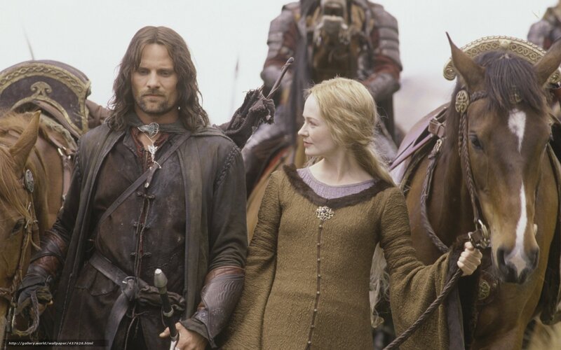 Aragorn and Arwen on horseback