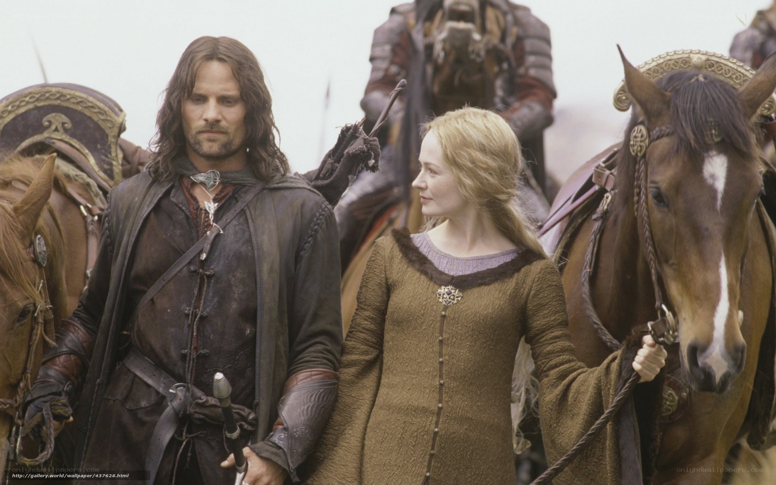 Aragorn and Arwen on horseback
