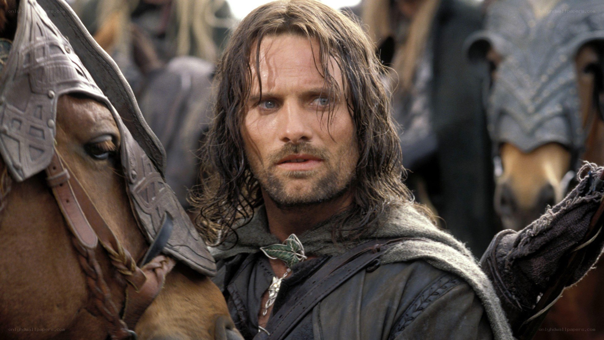 Aragorn on horseback in battle