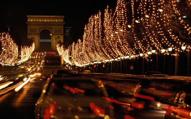 Arc De Triomphe at Night — Black, Festive