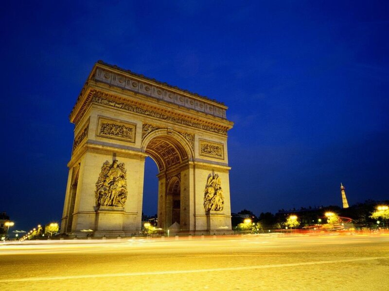Arc De Triomphe at Night — Blue, Dramatic, Photograph