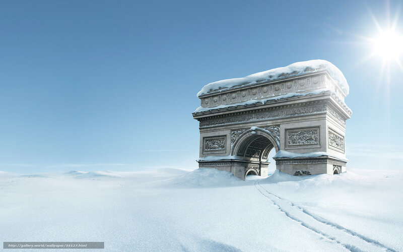 Arc de Triomphe in snow