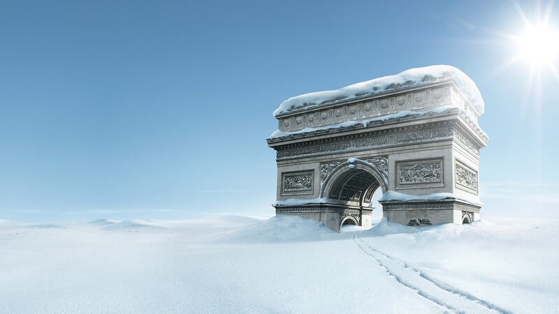 Arc De Triomphe in Snow — White, Serene