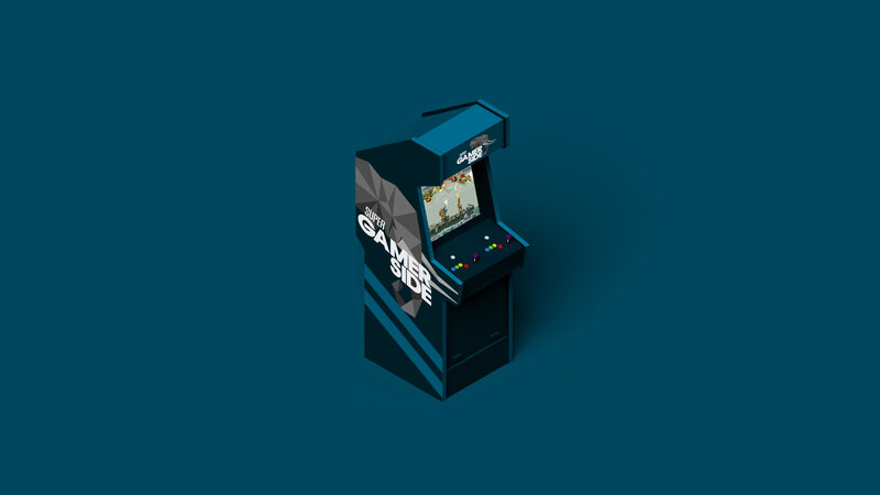 Arcade Game Cabinet — Blue, Minimalist