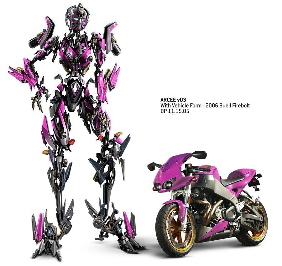 Arcee robot and motorcycle