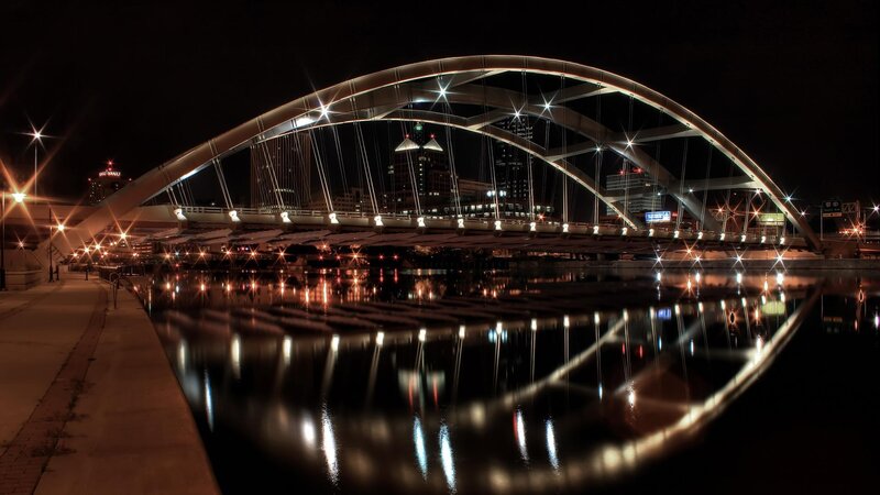 Arch Bridge at Night — Black, Dramatic