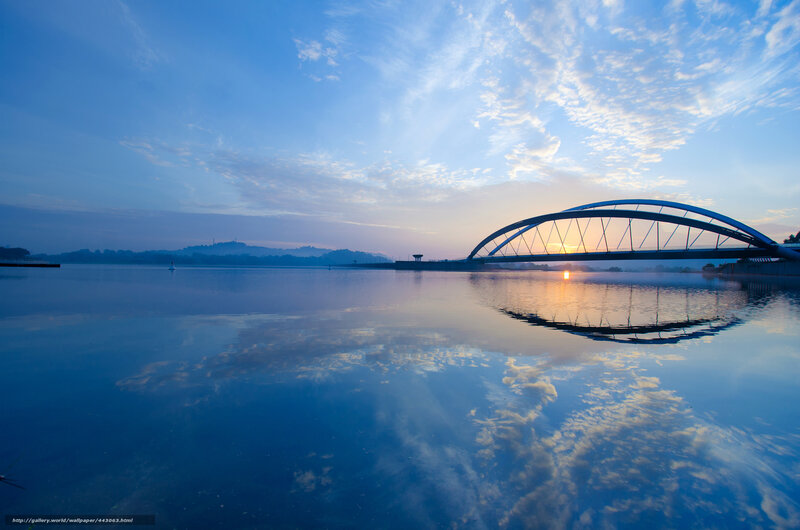Arch Bridge at Sunrise — Blue