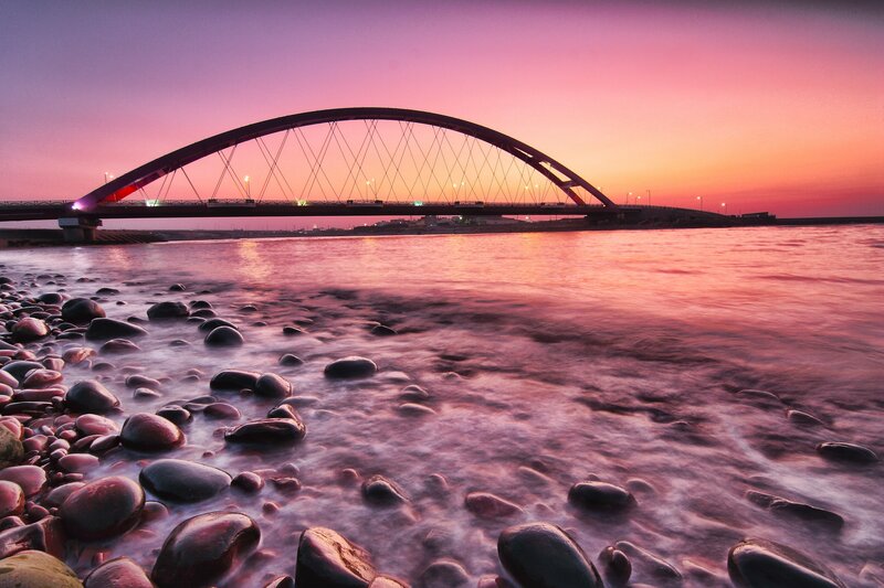 Arch Bridge at Sunset — Purple
