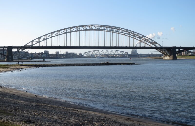 Arch Bridge over River — Blue, Calm