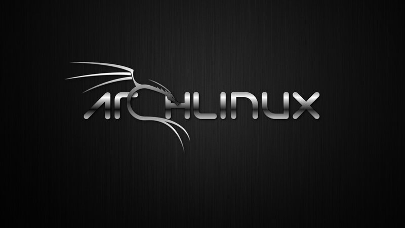 Arch Linux Logo — Black, Minimalist, Digital Art, Text, Silver