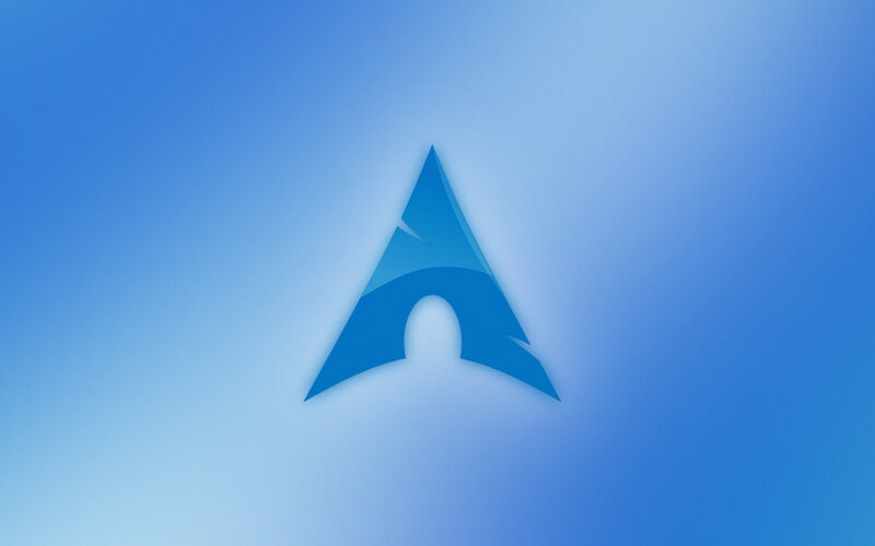 Arch Linux logo on blue background