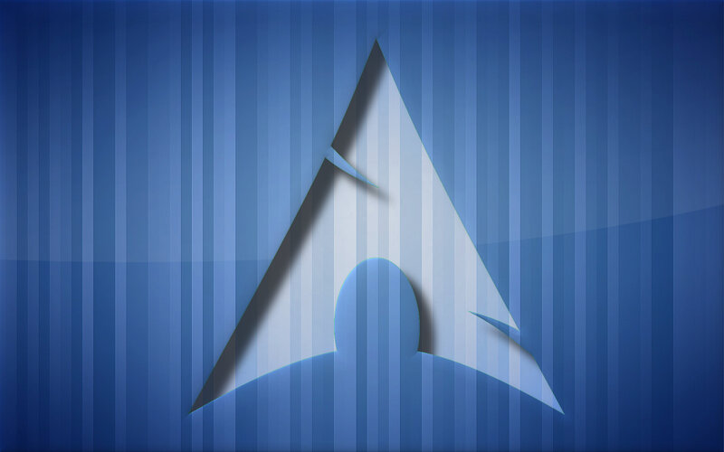 Arch Linux logo on blue stripes